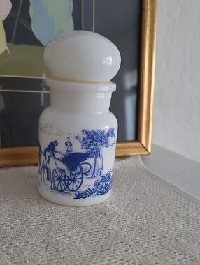 Vintage Belgian Milk Glass Apothecary Jar